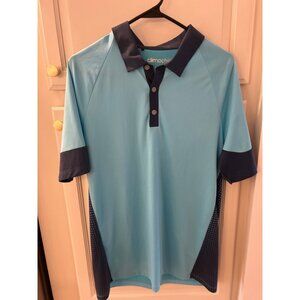 Adidas Climachill T-Shirt Men Blue Short Sleeves Button Up Collared Pullover